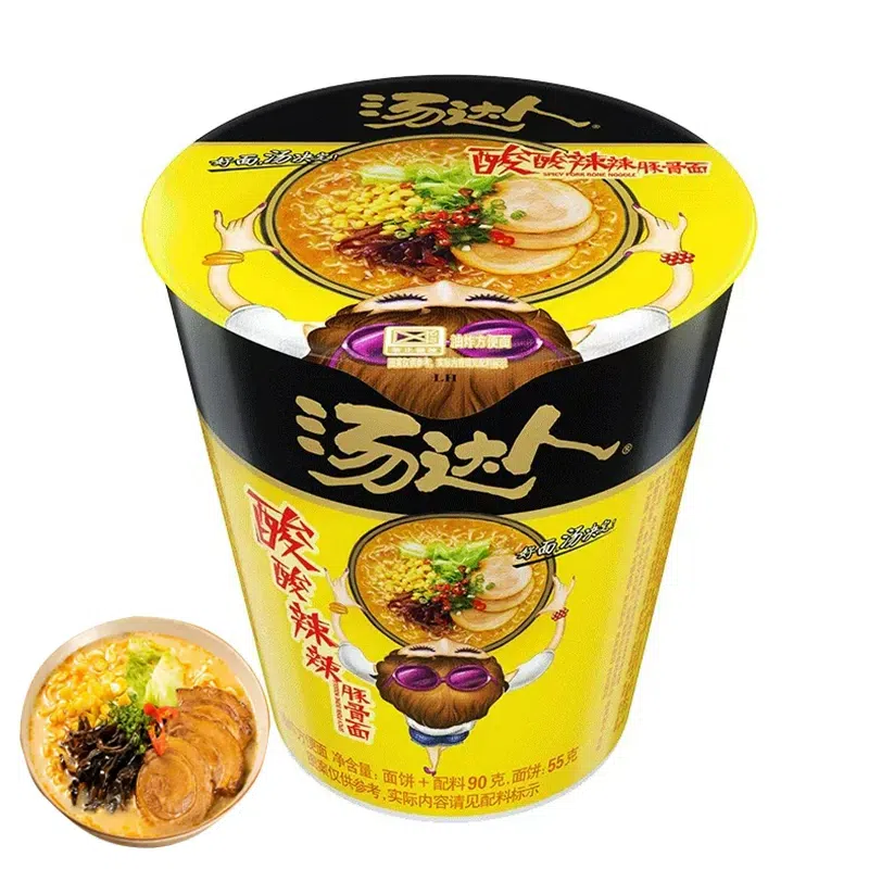 Tangda Hot and Sour Pork Bone Lamian Noodles 90g * 1 cup instant noodle bucket instant noodles 90 กรัม