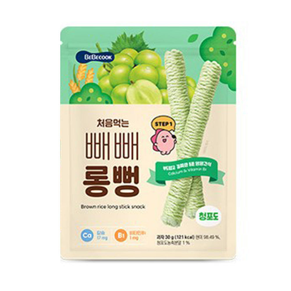BeBecook Brown Rice Long Stick Snack (Step1) Green Grape 30 g