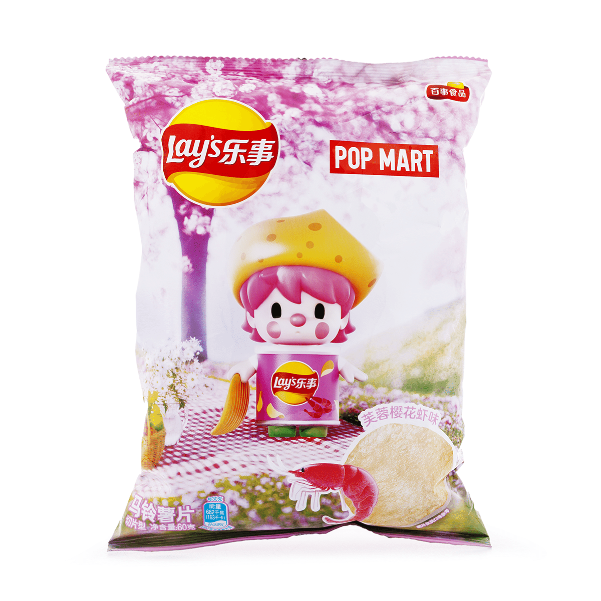 Lay's x Popmart Potato Chips Hibiscus Cherry Blossom Shrimp Seasonal Only 60 กรัม