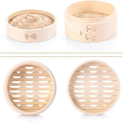 Bamboo Steamer Handmade Basket, Traditional 2-Tier Design - 8 Inch 1 each