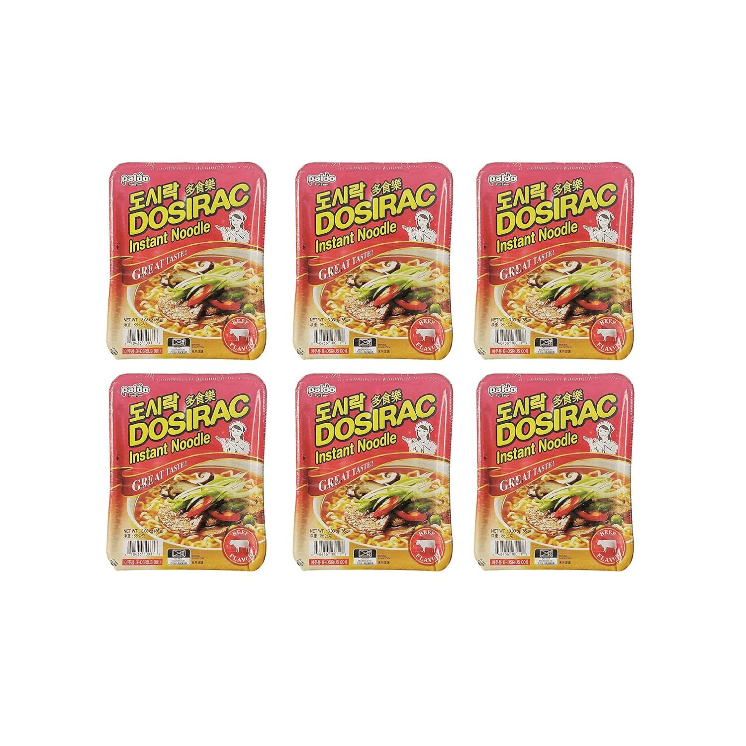 Paldo Dosirac Beef Instant Noodle pack of 6 1 개