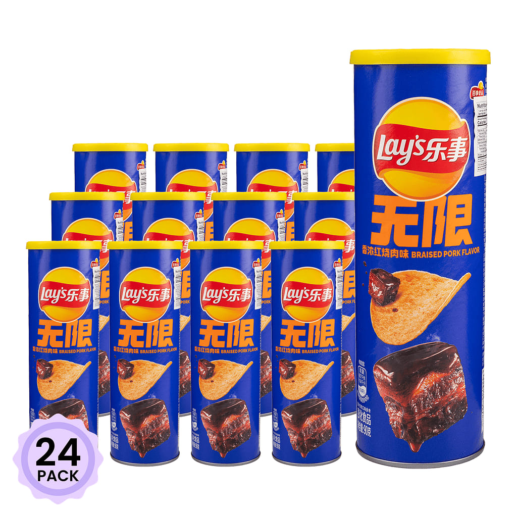 乐事 无限薯片 吮指红烧肉味 90 克*24 包