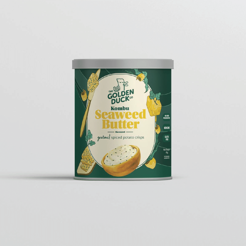 THE GOLDEN DUCK Gourmet Spiced Potato Crisps Kombu Seaweed Butter Flv 45g 1 each