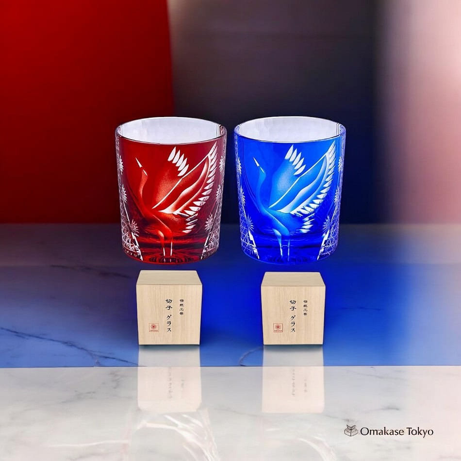 FONYUHUA Rock Glasses with Crane & Chrysanthemum 290 กรัม