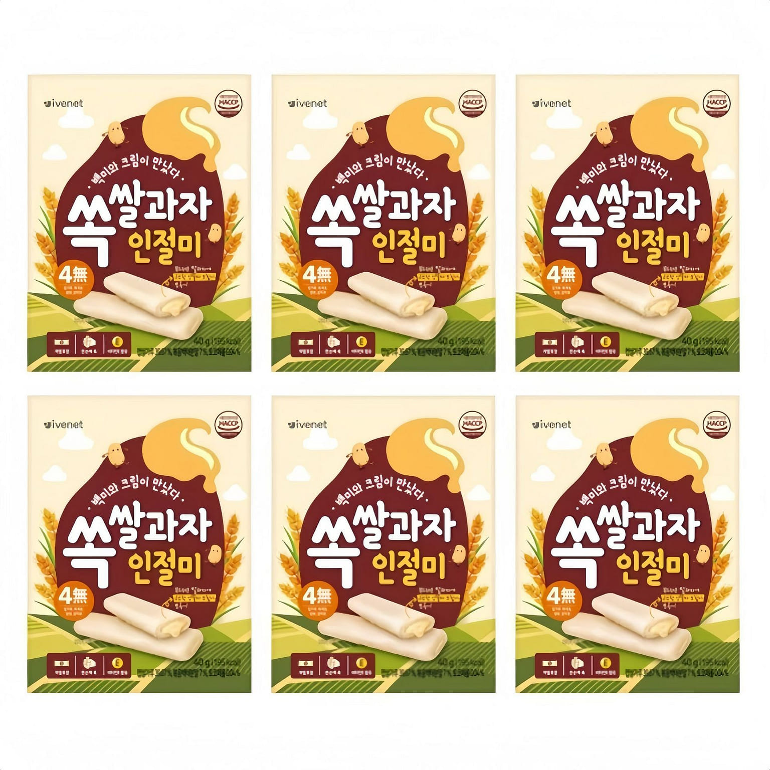 [아이배냇] 쓱 쌀과자 인절미맛 6팩 세트 6 팩
