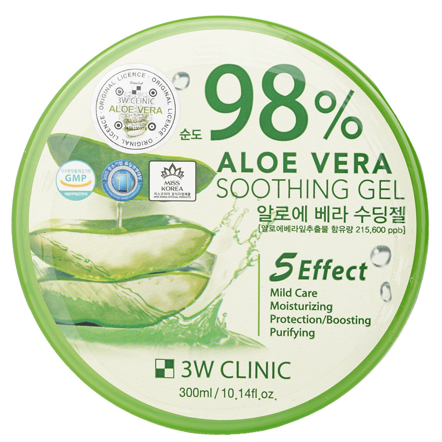 3W Clinic 98% Aloe Vera Soothing Gel 300ml/10.14oz 300 밀리리터