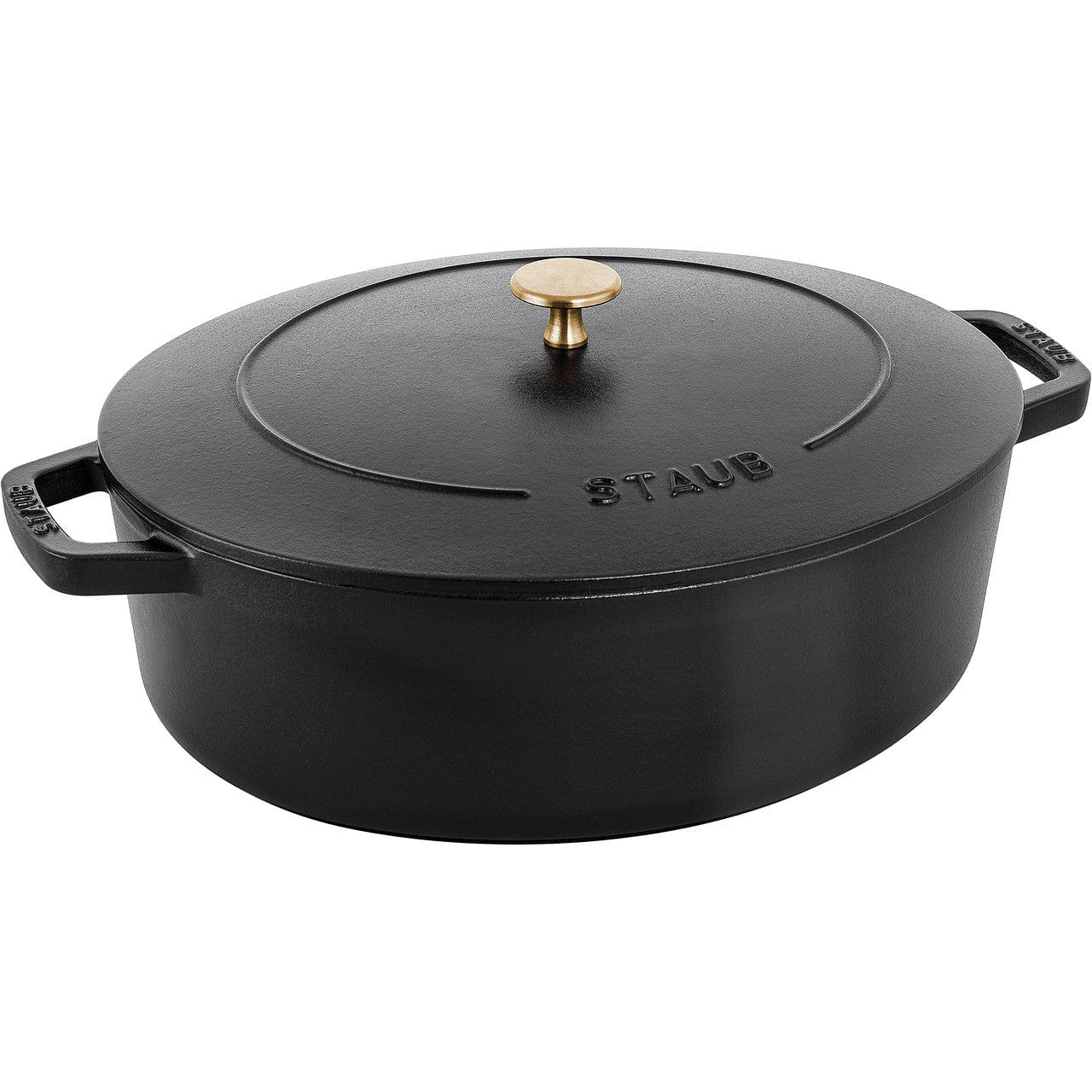 Staub铸铁锅6.25 夸脱宽椭圆形荷兰锅-黑色 1 份