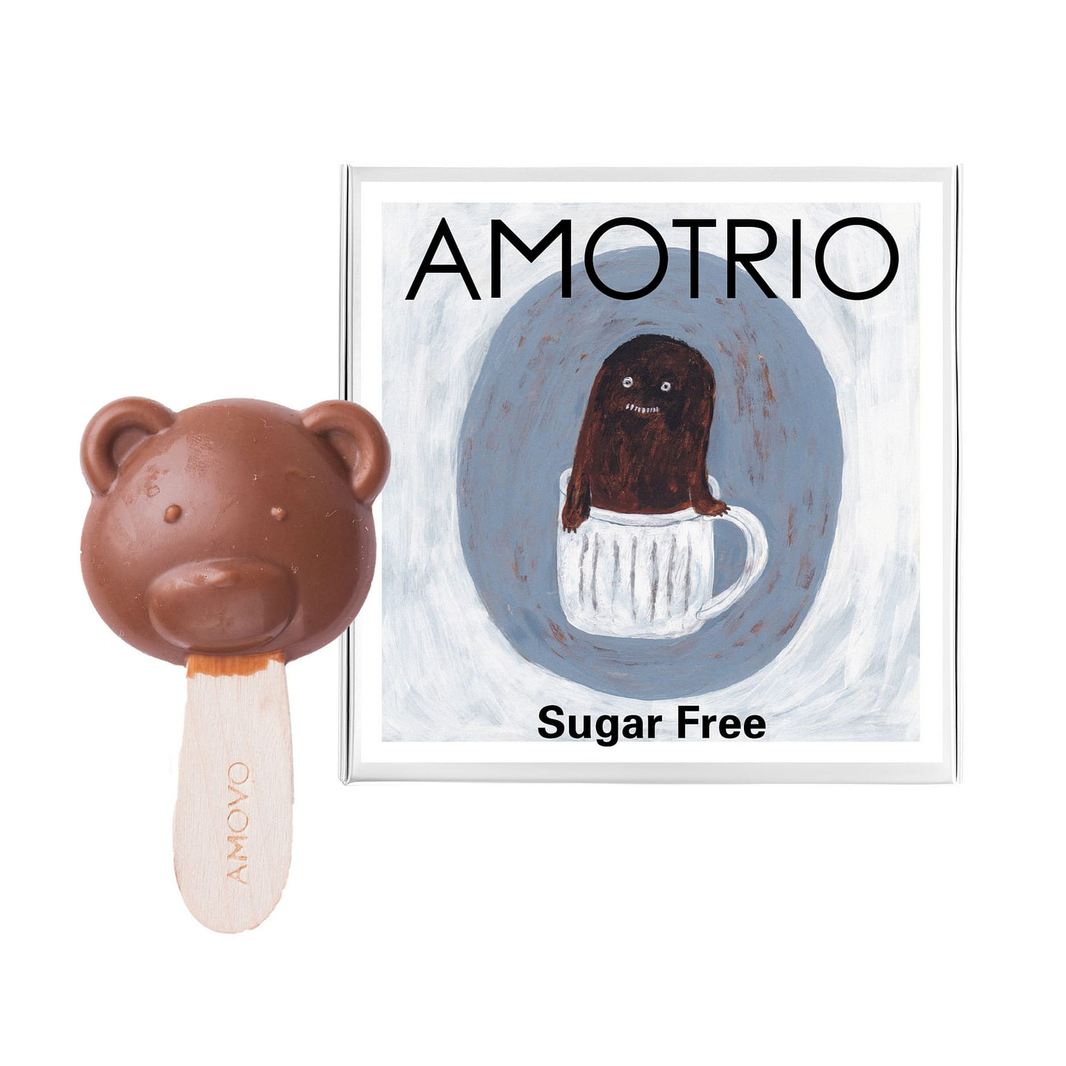 AMOTRIO 熊ちゃんロリポップ 無糖ミルクチョコレート味 10個入 1 個