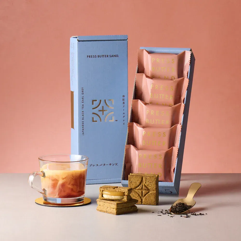 PRESS BUTTER SAND Earl Grey Cream Cookies 5pcs 1 box
