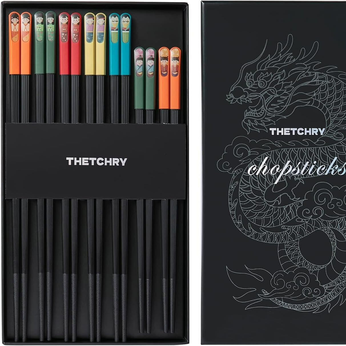 5 Pairs Family Reusable Chopsticks Dishwasher Safe, Non-Slip Family/ Hotel 1 กล่อง