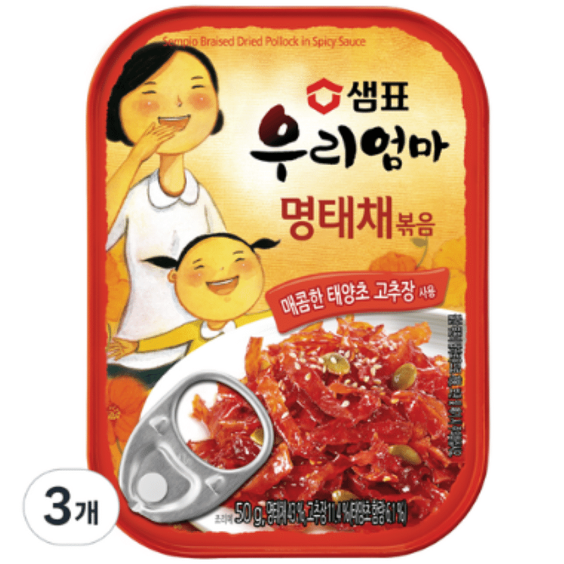 [Korea Direct ] My mom's fried pollack fillet 50g, 3 cans 150 กรัม