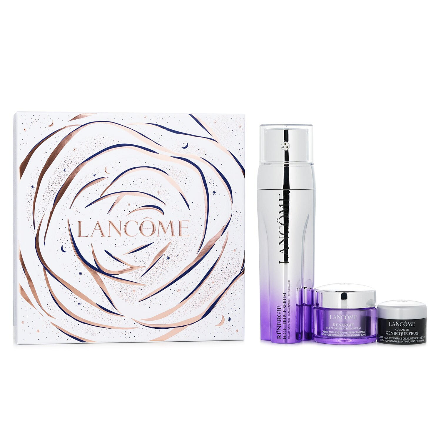 Lancome   Renergie and Genifique Skincare Set: Renergie H.C.F. Triple Serum 50ml+ Renergie H.P.N. 15ml + Genifique Eye Cream 5ml 3 병