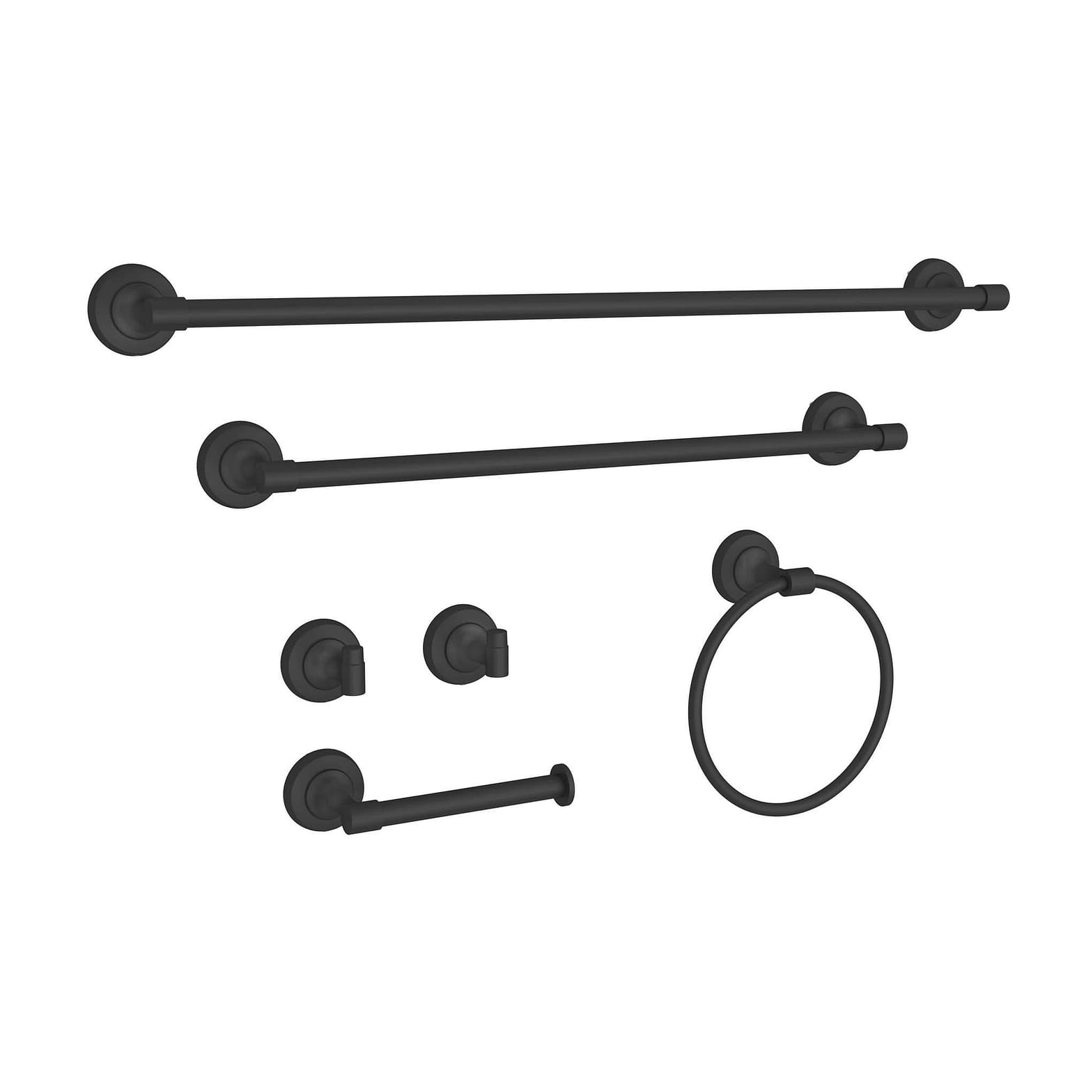 6-Piece Bath Hardware Set with Towel Ring/Bar Toilet Paper Holder Hook in MB 2.56 ปอนด์