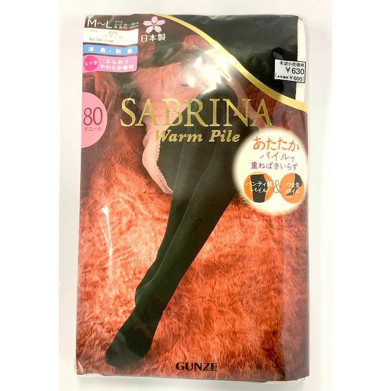 Gunze Sabrina Warm Pile Tights 80 Denier, Black, Size M 1 ส่วน