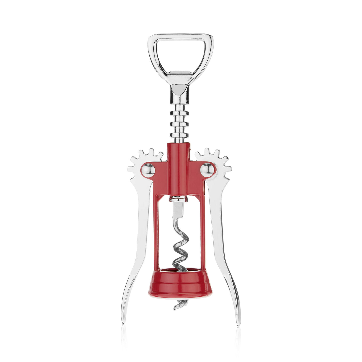 True Soar Winged Corkscrew Wine Opener - Self Centering Worm, Stainless Steel, Manual Wine Bottle Opener, Red 1 each