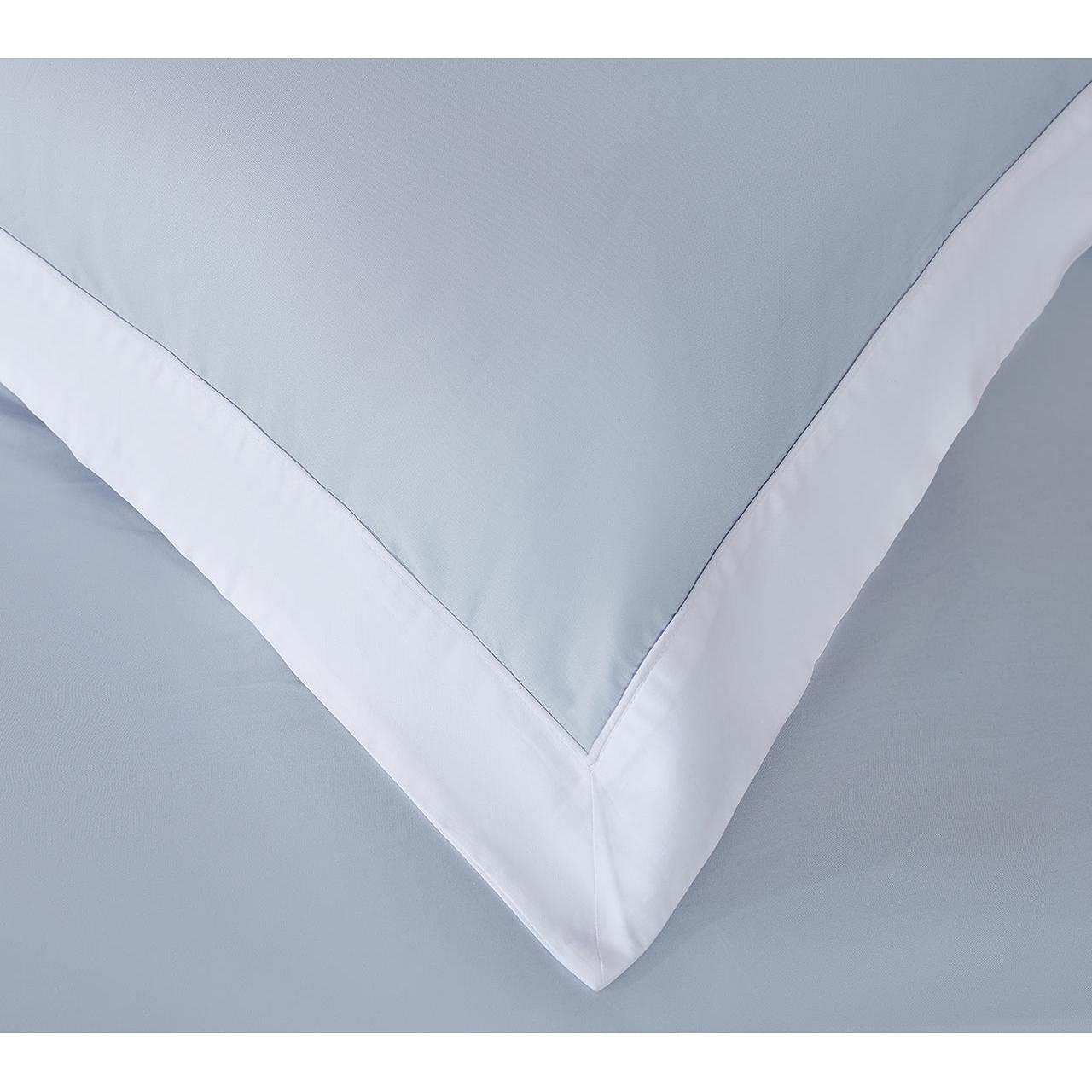 Long-staple Cotton Pillow Sham Set of 2, Misty Blue + White Queen (20“ x 30“ x 2) 0.9 ポンド