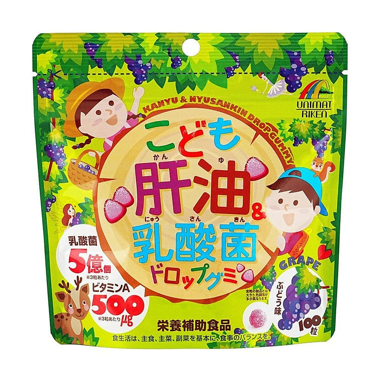 UNIMAT RIKEN ユニマットリケン こども肝油&乳酸菌 ドロップグミ ぶどう味 100粒入 1 個