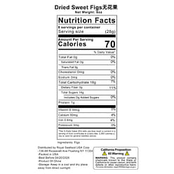 Royal Seafood USA Premium Sweet Dried Fig Snack 8 oz