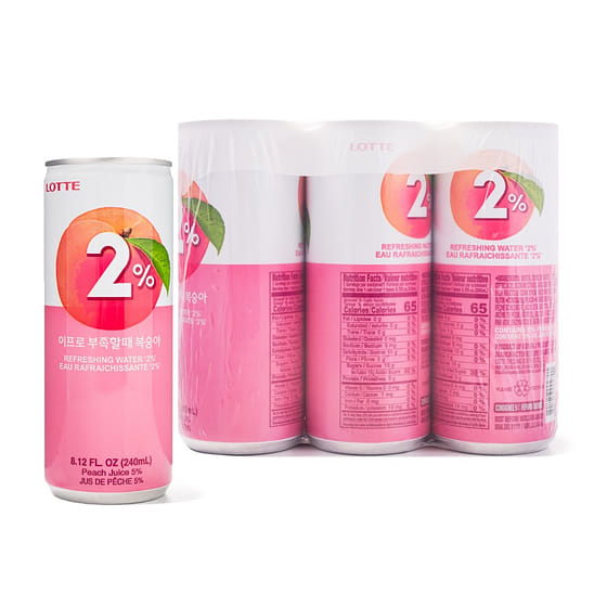 weee_beverages_Lotte 2% Peach Refreshing Water 240 ml*6 cans