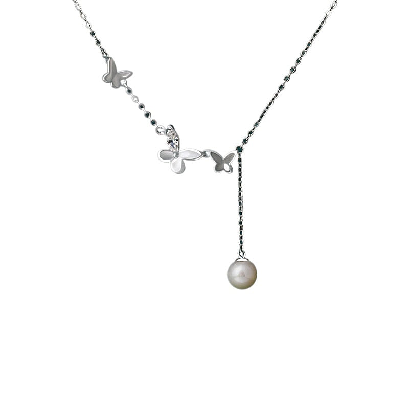 Butterfly necklace water pearl pendant 6.5mm 1 box