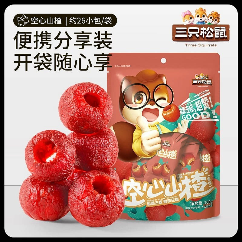 Three Squirrels: Hollow Hawthorn 100 그램
