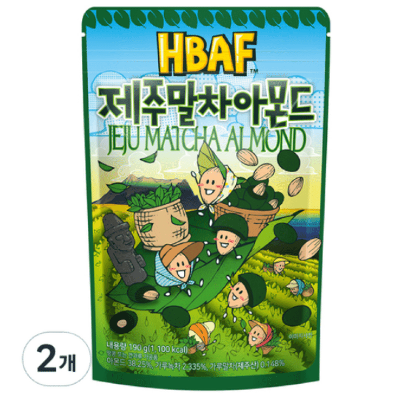 [한국 직배송] 바프 제주말차 아몬드 190g, 2개 380 그램
