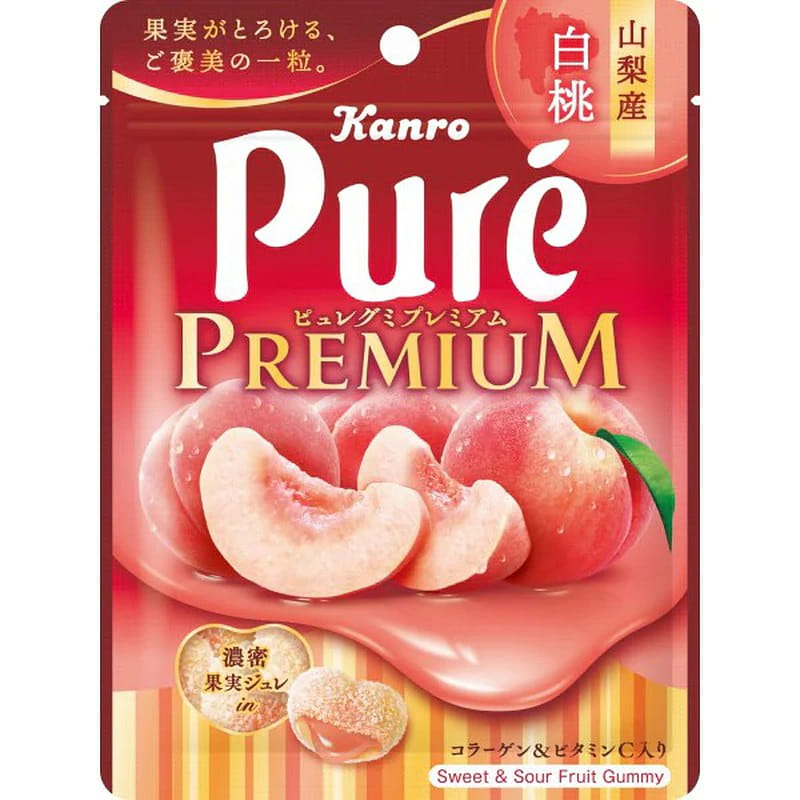 Kanro Pure Gummy Premium Yamanashi White Peach 54g 1 개