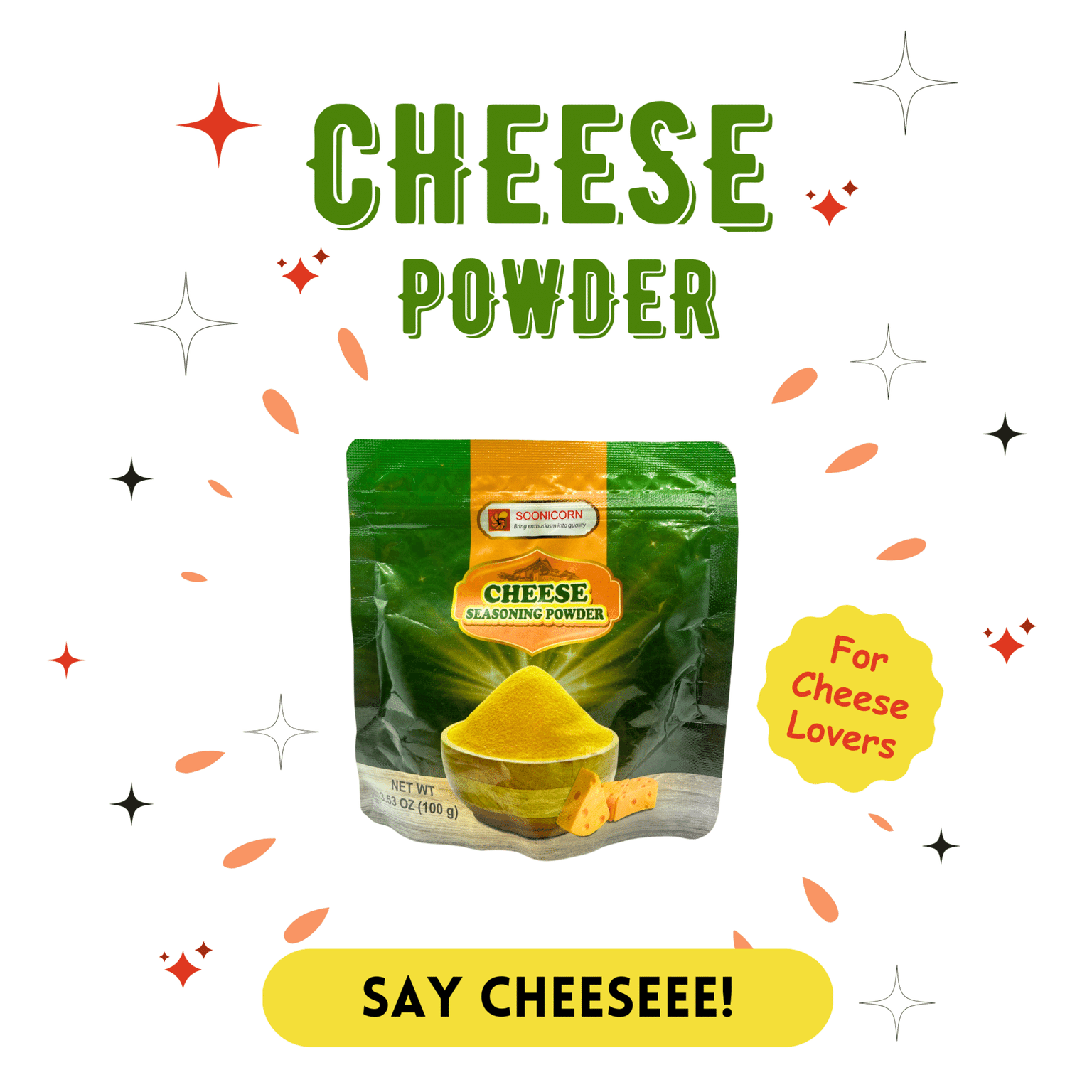Soonicorn Cheese Seasoning Powder for French Fries, Popcorn Chicken, Wings 100 グラム