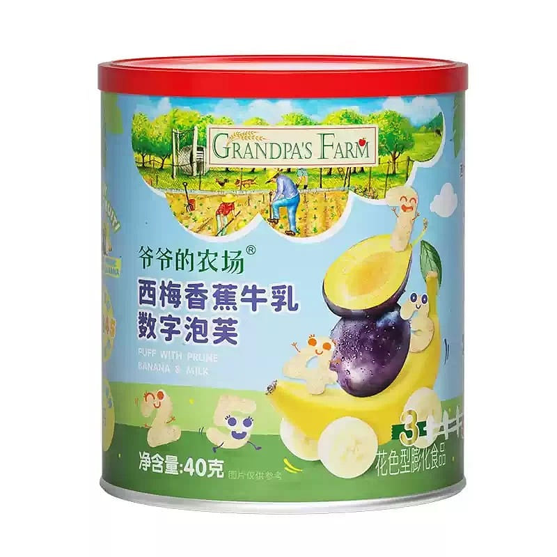 爺爺的農場 西梅香蕉牛乳數字泡芙40g/罐 1 罐