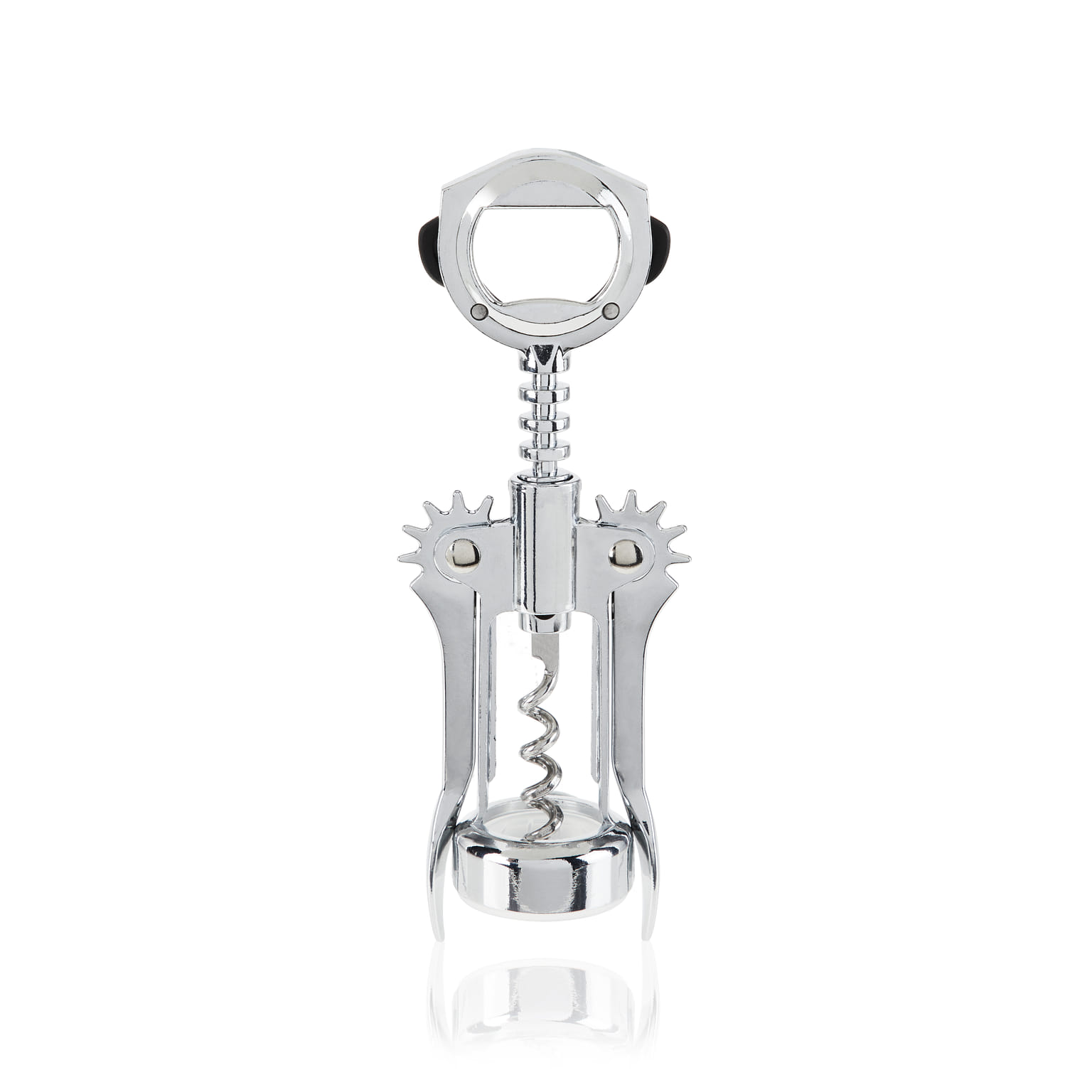 True Foil Cutting Winged Corkscrew with Built-In Foil Cutter and Bottle Opener, Metal Wine Key Self Centering Worm, Silver, Set of 1 1 份