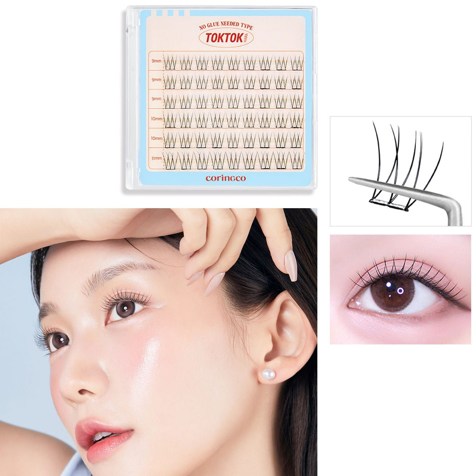 CORINGCO Toktok Hara False Eyelashes No Glue Pure 1 개