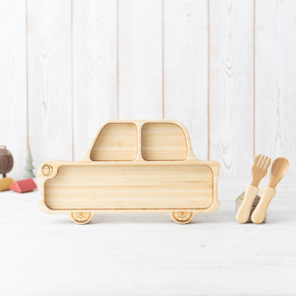 agney Divided Kids Plate <car>, dishwasher-safe bamboo plate made in Japan 1 phần