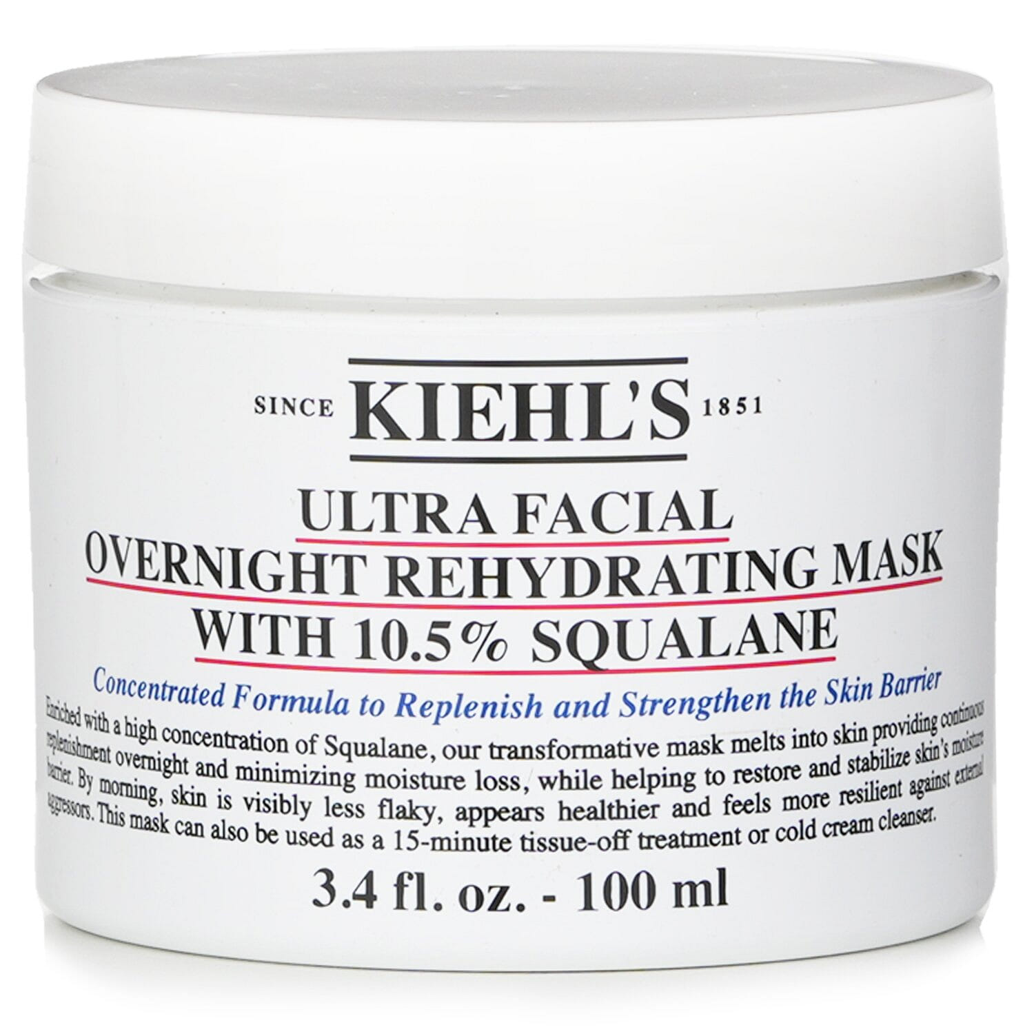 Kiehl's Ultra Facial Overnight Rehydrating Mask With 10.5% Squalane 100ml/3.4oz 100 ml(ミリリットル)