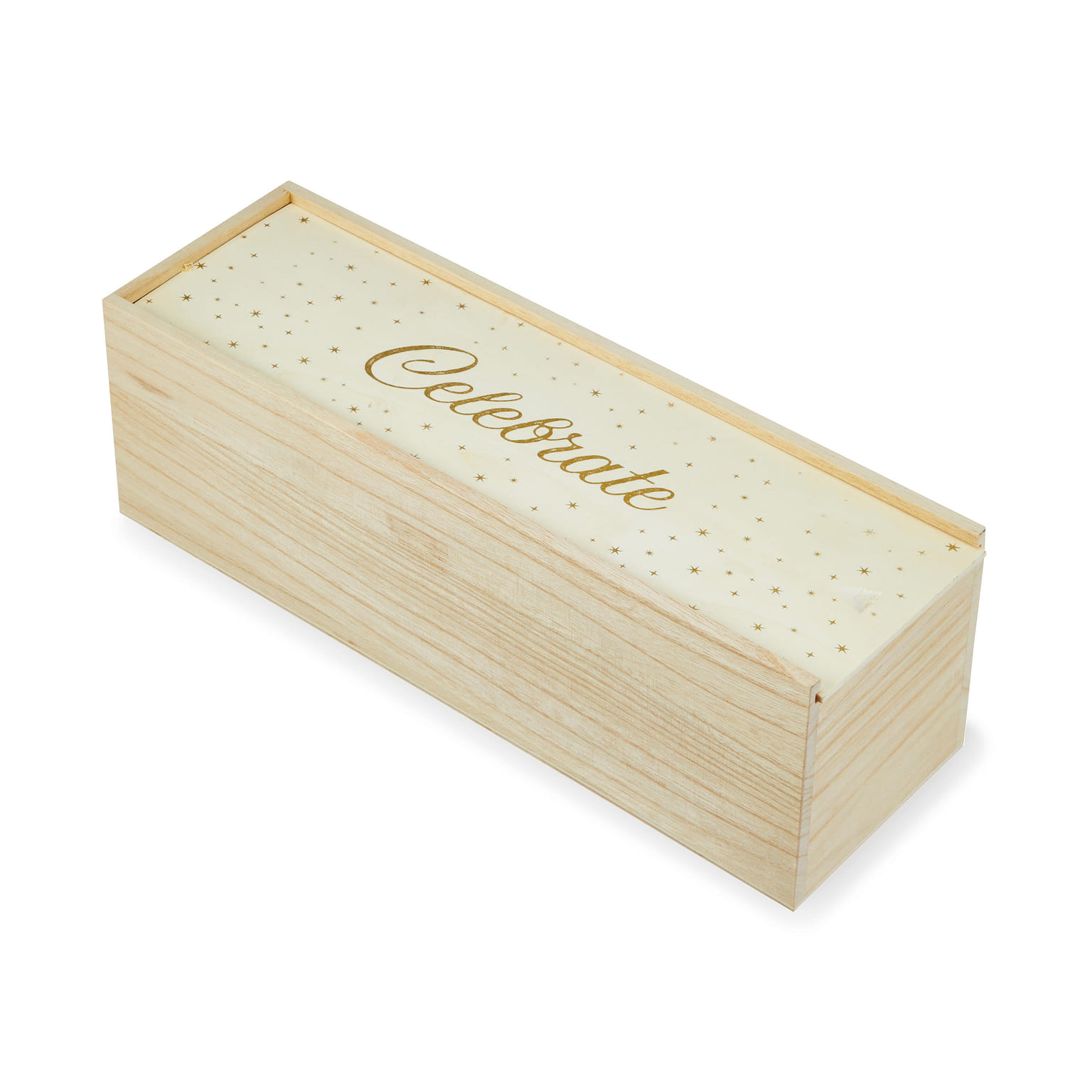 Twine Starlight Single Wooden Decorative Wine Box with Sliding Lid - Wine & Champagne Wooden Bottle Gift Box, Celebrate Gold Accents Liquor Storage Box fits 1-Bottle 1 phần