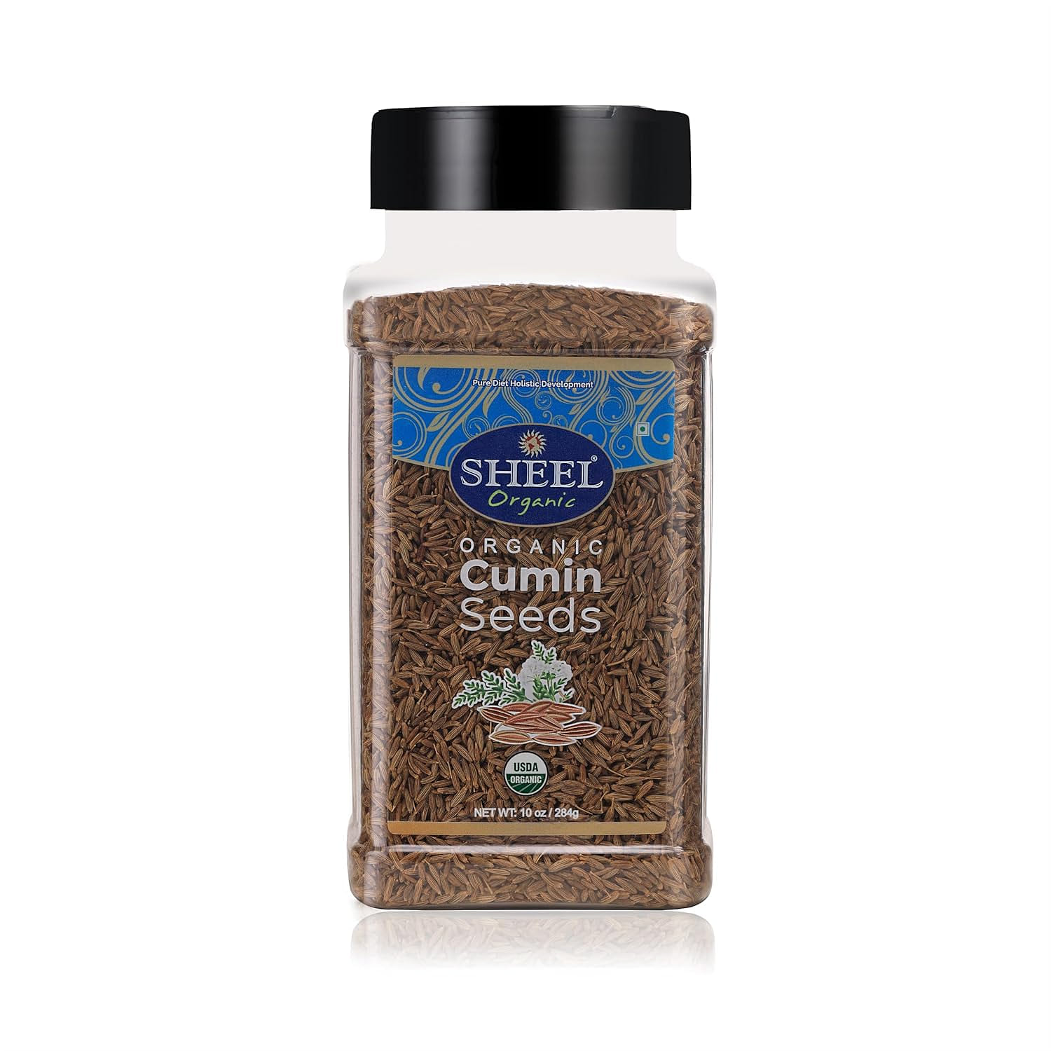 SHEEL Organic Cumin Seeds, Whole, USDA 10 oz/ 284g 1 each