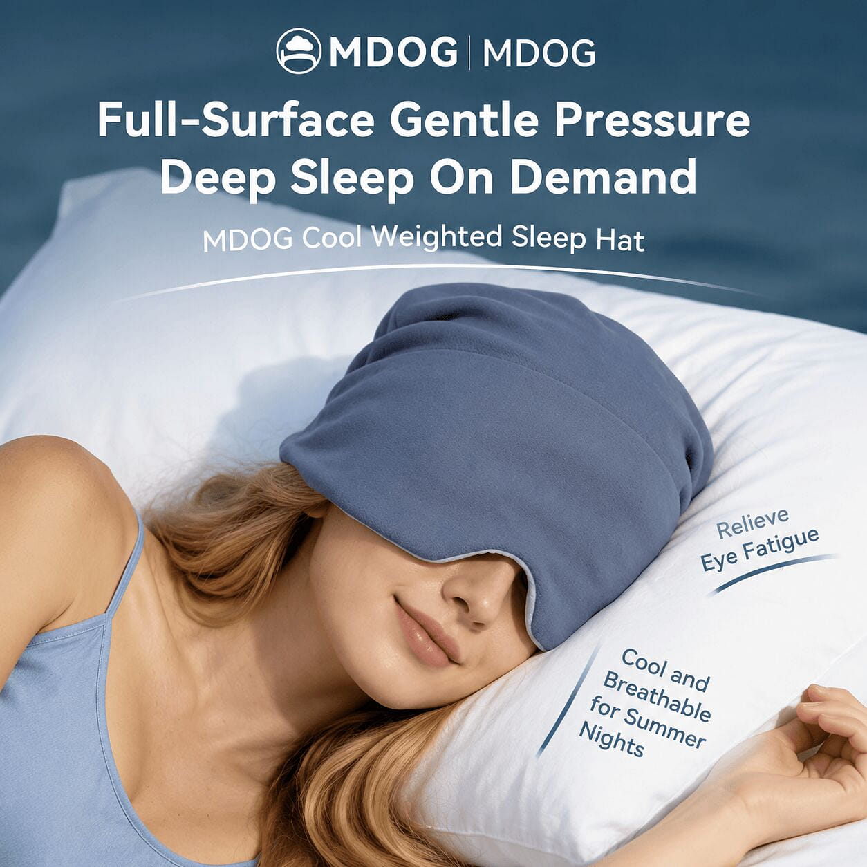 MDOG Microgravity Sleep Cap & Eye Mask (Navy Blue) 1 count
