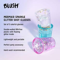 Mermaid Sparkle Glitter Shot Glasses by Blush® (Set of 3) 1.5 液盎司