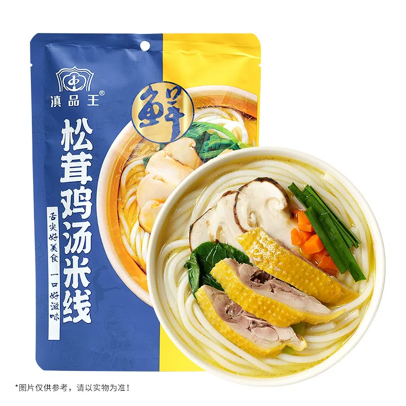Qingpin Wang Matsutake Chicken Soup Rice Noodles 246g * 1 bag Yunnan pot stewed Crossing the bridge noodles instant food 246 กรัม