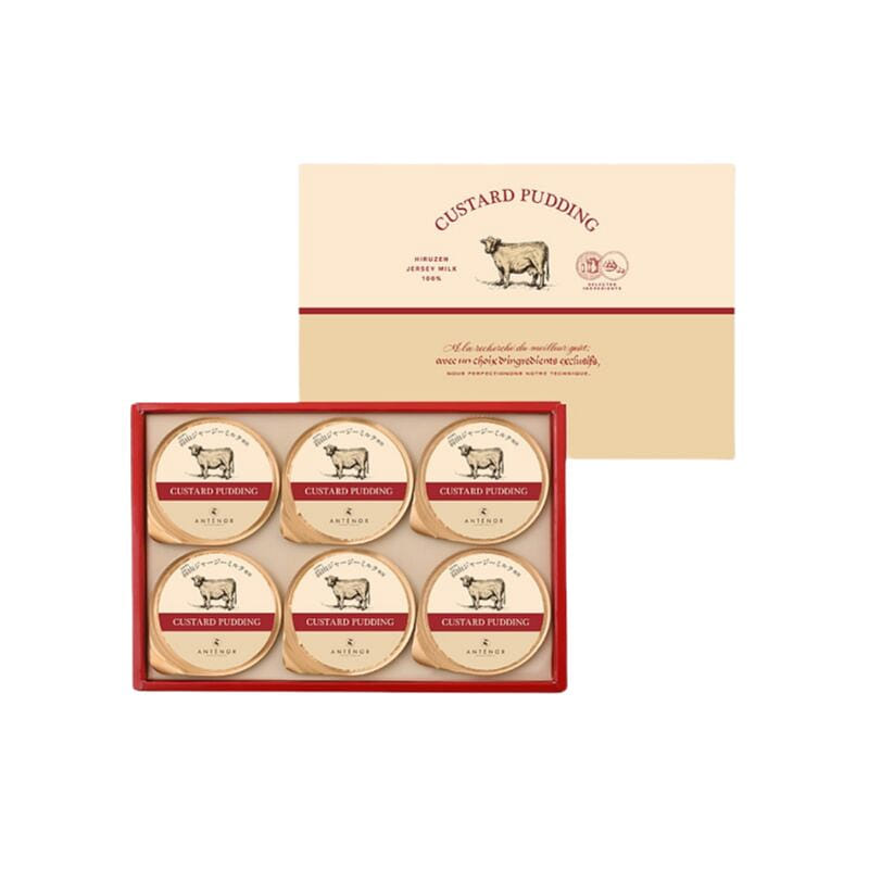 Hiruzen Jersey Milk 100% Custard Pudding 6pcs 1 box