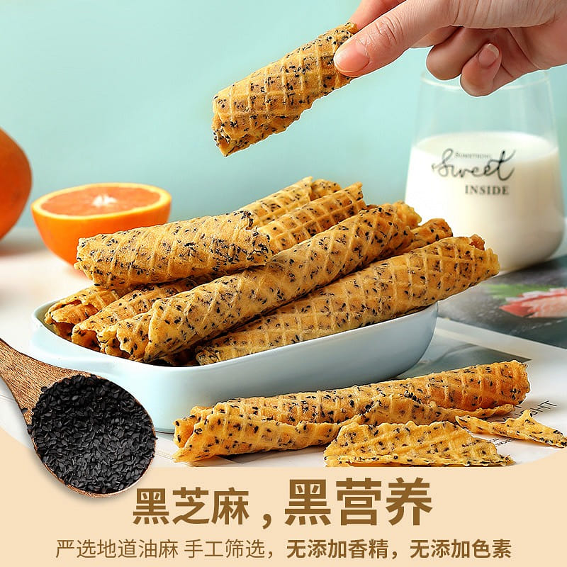 Jiang Xia old fashioned egg roll brown sugar sesame flavor 300 กรัม