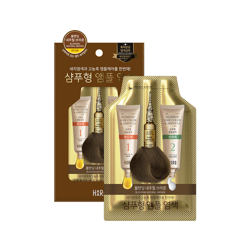 HAARAZ Blending Natural Brown Shampoo Hair Color & Ampoule 5pcs 1 unidad