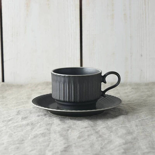 Shush Grace Mino Ware Coffee Cup & Saucer Set Crystal Black 1 ส่วน