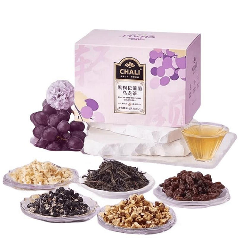 CHALI Tea Xiao Zhan Recommended Black Wolfberry Grape Oolong Tea 12 bags/box 1 hộp