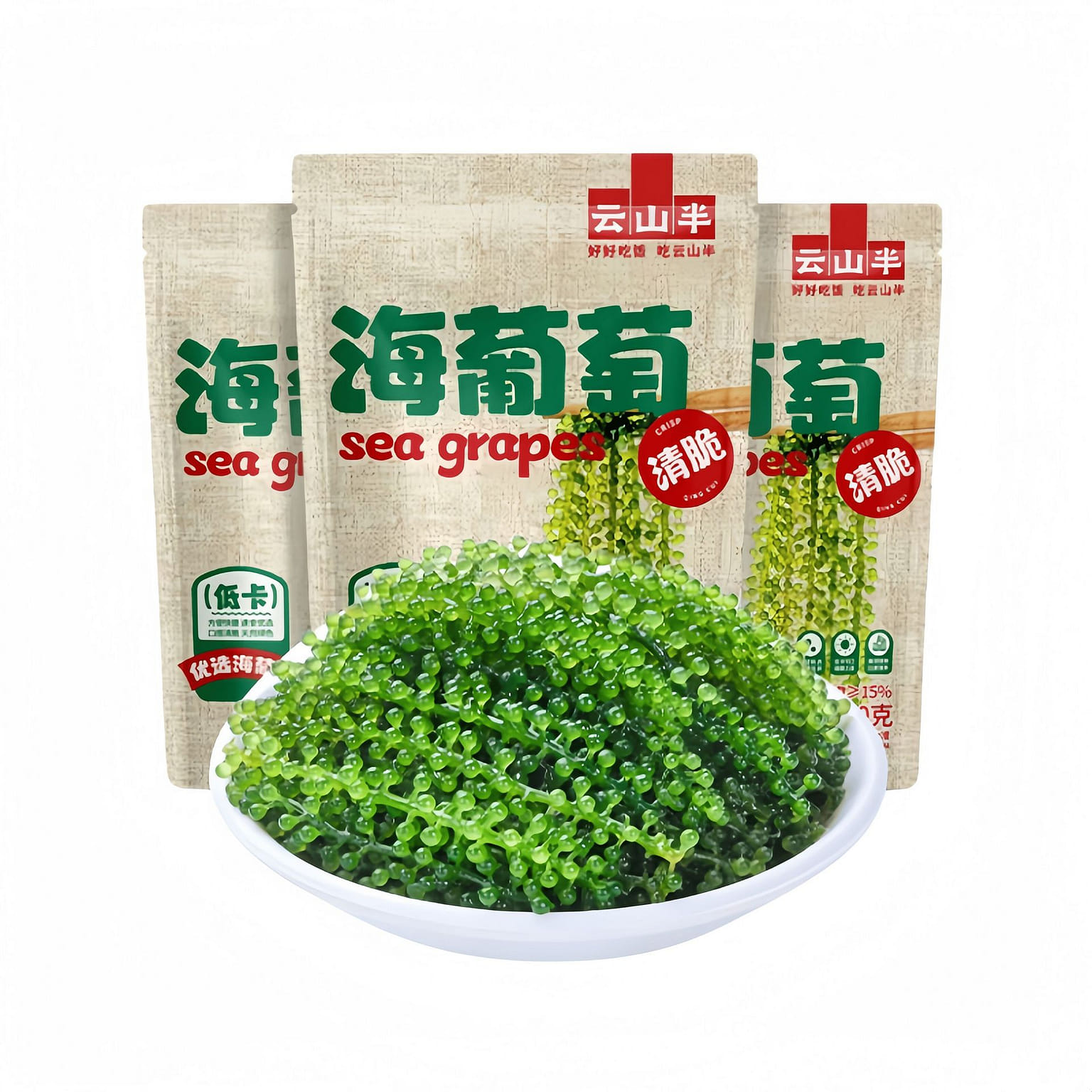 雲山半鹽漬海葡萄100g*3袋海帶草絲海藻裙帶菜 300 克