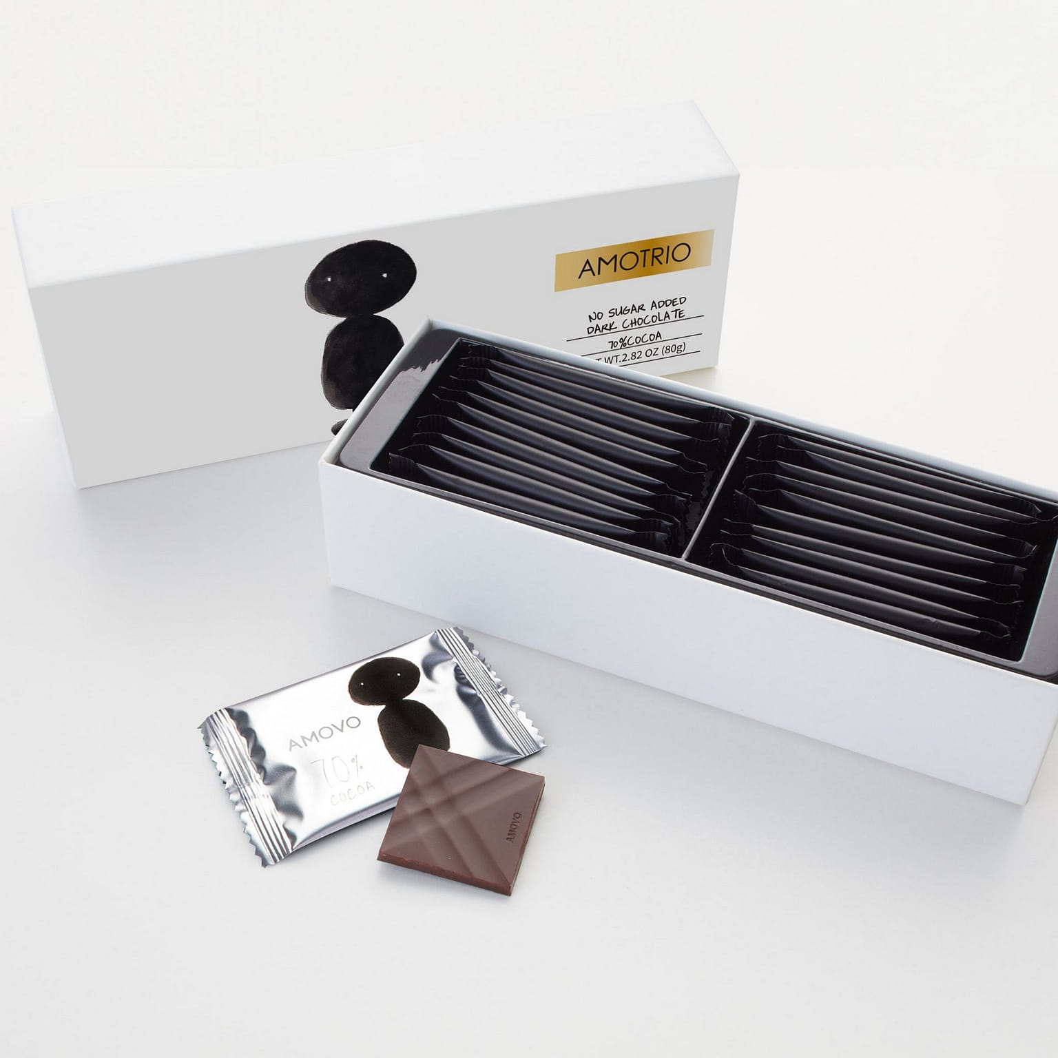 AMOTRIO 70% Sugar-Free Couverture Dark Chocolat, 22 Ct, Delivered with Ice Packs 80 กรัม