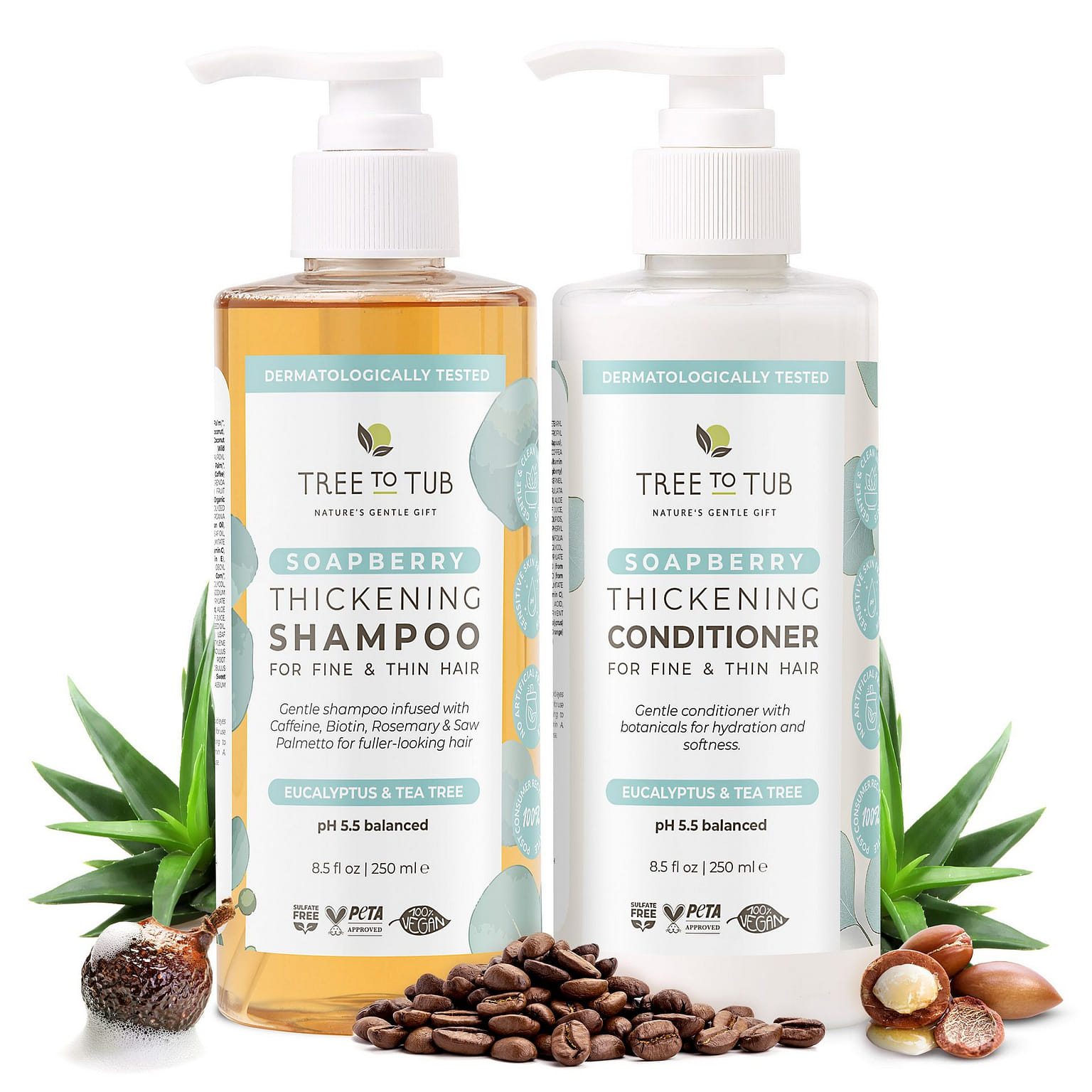 Tree To Tub 비오틴 & 카페인 샴푸 & 컨디셔너 17 fl.oz*2 bottles
