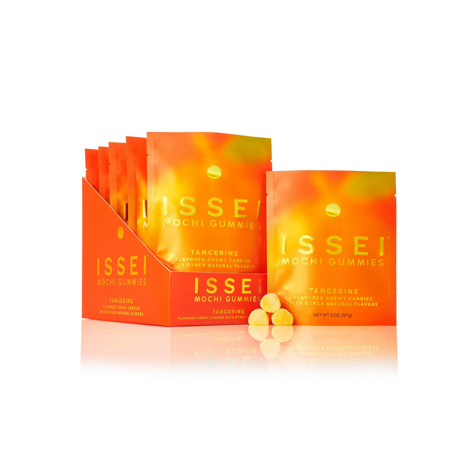 Issei Tangerine Mochi Gummies 6-pack Chewy Candy 2 oz