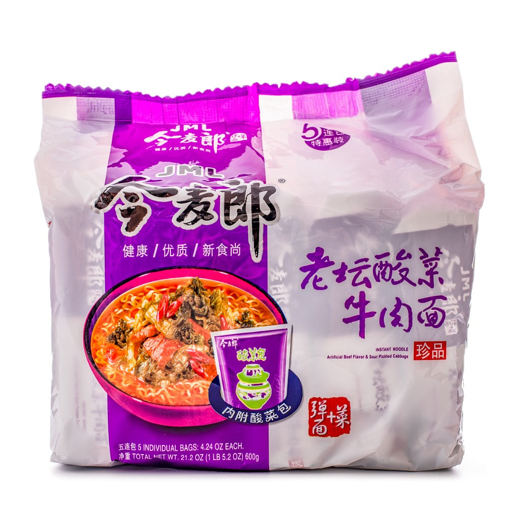 JinMaiLang Beef and Sour Pickled Cabbage Noodles 605 g*6 pack