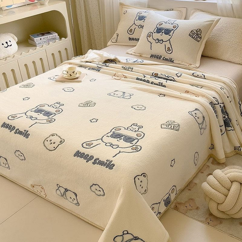 Trendy Bear [200x230cm for two persons] Coral fleece blanket flannel blanket 2.43 ポンド