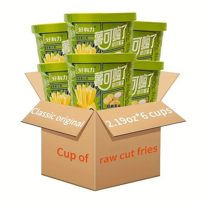 Hao you li Crispy French fries cup set (classic original flavor) 62g * 6 cups 372 กรัม